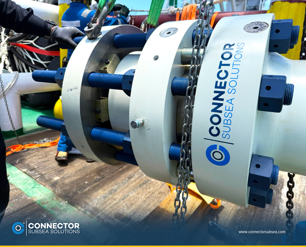 Close-up of MORGRIP® Connector’s independent grip and seal mechanism, engineered for reliable subsea pipeline repair.